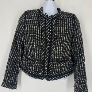 Pre-Owned Merona Women’s Vintage Black & White Tweed Blazer/Jacket – Size M